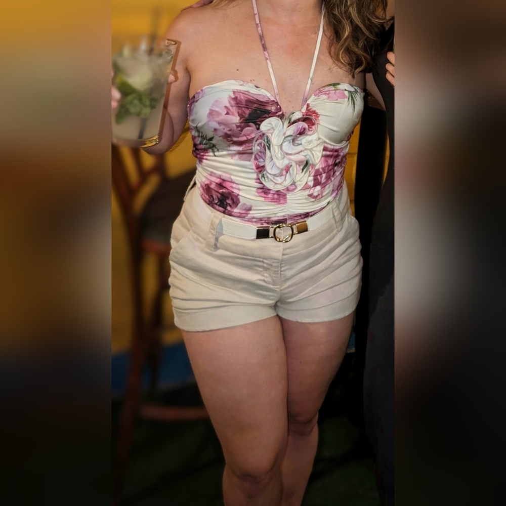 Floral halter bodysuit